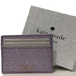 Kate Spade Glitter Purple Slim Card Holder